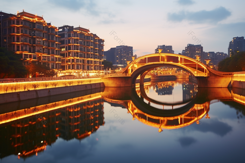人山人海的城市金融中心拱桥旅游迷人的夜景,高清,摄影图,摄影图片,图片大全,摄影图免费下载
